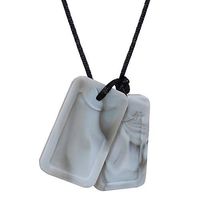Sensory Chew Necklace for Kids, Boys and Girls - Chewable Military Dog Tags Silicone Oral Motor Jewelry Pendant for Teething, Autism, Biting, ADHD, SPD or Special Needs (Marble)