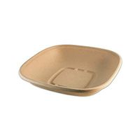 World Centric BQ-SC-32 100% Compostable Unbleached Plant Fiber Square Bowls, 32 oz. (Pack of 400)