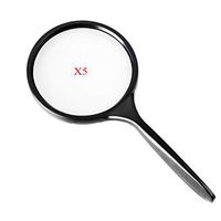 5X Handheld Magnifying Glass -Ergonomic Handle-Optical Glass Lens,Best Reading Magnifier for Elderly,Macular Degeneration Best for Reading, Puzzle, Coins, Stamps,Office?Black?