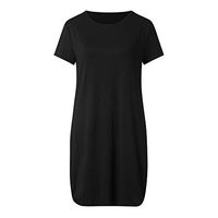 Women Pocket Mini Dress - Summer Casual Slim Short Sleeve Solid Color Breathable Short Dresses Plus Size