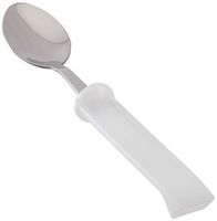 Sammons Preston Plastic-Handle Utensil, 7.5" Teaspoon with 4" Handle Molded to Improve Grasping & Holding, Stainless Steel Pediatric & Adult Silverware, Adaptive Eating Tool & Dining Aid
