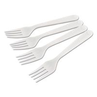GEN HYWIWF Heavyweight Cutlery, Forks, Polypropylene, Wrapped, White, 1000/Carton