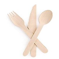 Disposable Wooden Cutlery (100 forks, 50 spoons, 50 knives) l 100% All-Natural, Eco-Friendly, Biodegradable, and Compostable