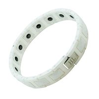 HL HealthyLine - Men’s Ceramic - Magnetic Power Bracelet - Hematite Magnets - Negative Ions - Free Gift Box (White)