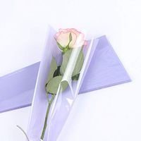 Flower Wrapping Paper 100 Pieces Flower Wrapping Paper Single Rose Packaging Bag (Light Purple)