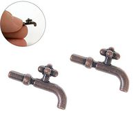 2PCS 1:12 Miniature Metal Water Tap Dollhouse Bathroom Faucet Accessories HU