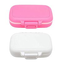 Meta-U Small Pill Box Supplement Case for Pocket or Purse - 3 Removable Compartments Travel Medication Carry Case - Daily Vitamin Organizer Box (Pink+White)