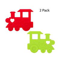 INCHANT Car Shape Chewing Necklace Calming Chewelry Chew Necklace for Autism and Oral Motor Special Needs Kids, Set of 2, Green and Red