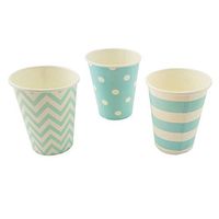 YouMeBest Paper Cups,Blue,Polka Dot,Chevron,Striped 9oz, 72 Count