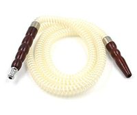 x3 Wooden Handle with Metal Tip Washable Hookah Hose Free Mouth Tips 150cm 60" White