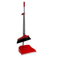 #1 Upright Long Handle Dustpan and Brush Broom Set Lobby Home Modern Comfort Grip - Flexible & Durable Sweeper Assorted Color