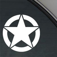 WWII Jeep Army Marines - Vinyl 3" wide (Color: WHITE) decal laptop tablet skateboard car windows stickers - by So Cool Stuff