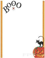 Halloween Booo Black Cat & Jack O Lantern Stationery Printer Paper 26 Sheets