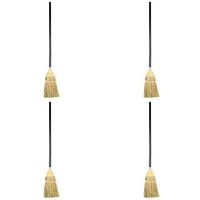Rubbermaid Commercial Lobby Corn Broom, Wood Handle, Brown (FG637300BRN) - 4 Pack