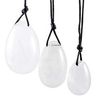rockcloud Rock Crystal Yoni Eggs with String, Pack of 3 Massage Stones Natural Crystal Beads for Women to Train Pelvic Muscles Kegel Exercise