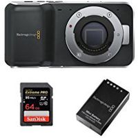 Blackmagic Pocket Cinema Camera with Micro Four Thirds Lens Mount -Bundle- with 64GB SDXC Memory Card Extreme Pro and Extra Blackmagic Battery