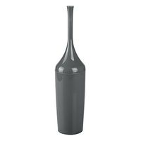 mDesign Modern Slim Plastic Toilet Bowl Brush and Holder for Bathroom Storage and Organization - Space Saving, Sturdy, Deep Cleaning, Covered Brush - Charcoal Gray