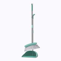 Broom and Dustpan With Long Handle Telescopic Up Soft Brush Windproof Plastic Broom And Dustpan Non-Slip Handle Stainless Steel Rod Broom Set Used For Home Kitchen Office Toilet