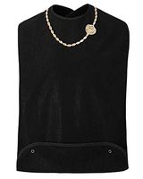 Kegiani Waterproof Adult Elder Mealtime Bib for Women Washable Dining Aid Clothes Protector, Elder Bib, Adult Bib (35x18 inch, Gold Necklace& Rose)