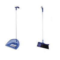 Broom and Dustpan With Long Handle Telescopic Up Soft Brush Extra Long Handle Stainless Steel Rod Broom Set Upright Windproof Broom And Dustpan Used For Home Kitchen Office Garden Hospita