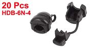 SMALL-CHIPINC - 20 Pcs Hot Sale HDB-6N-4 Round Cable Wire Strain Relief Bush Grommet 15mm Length Black Fit for Round Cables