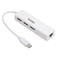 fireCable | USB C to Ethernet RJ45 Adapter (with 3 Port USB Data Hub) for MacBook Chromebook Surface & More