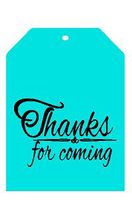 CakeSupplyShop Item#00017TGT Turquoise Blue Thank You for Coming Bulk Gift Tags 2-1/4"x3-1/2" - 50pack