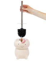 Isaac Jacobs White Ceramic Unicorn Toilet Bowl Brush Holder with Chrome Metal Handle (Unassembled) - Bathroom Accessory & Cleaning Storage (Unicorn)