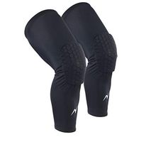 Nooz Compression Recovery Full Length Leg Sleeves Tights w/Calf Hex Padding for Men and Women - Coal Black, Large (1 Pair)