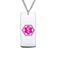Divoti Custom Engraved 316L Classic Superior Medical Alert Necklace, Medical ID Necklace Women, Medical Pendant Tag w/Free Engraving-24 in Curb Chain-Violet