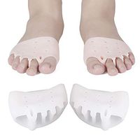 Ibnotuiy 2 Pairs Silicone Metatarsal Cushion Bunion Corrector Pads/5 Holes Toe Separators for Foot Support and Foot Pain Relief (White + Pink)