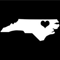 North Carolina State Love Decal Sticker (White), Decal Sticker Vinyl Car Home Truck Window Laptop
