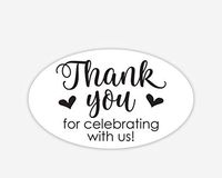 Oval Thanks for Celebrating with Us Stickers, Wedding and Event Favor Labels (#265-BK-OV)