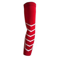 1 PC Breathable Arm Sleeves Sun UV Protective Compression Basketball Arm Warmers Cycling Running Arm Guard Armband,Red,XL