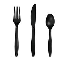 Black Plastic Assorted Cutlery, Serves 50