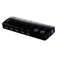 Sabrent 7 Port USB 3.0 Hub with 4A Power Adapter support Fast charging Function [VIA VL812 Chipset] (HB-J3U7) (Renewed)
