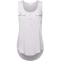 Jophufed Tank Tops for Wome,T Shirt Casual Blouses O-Neck Sleeveless Vest Sexy Loose Tank Tops White