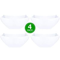 Plasticpro Disposable Square Serving Bowls, Party Snack or Salad Bowl, Plastic Clear or White Pack of 4 (8 OUNCE, White)