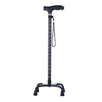 Guoziya 10 Height Adjustment Four-Legged Cane Aluminum Alloy Old Man Crutch Anti-Skid Telescopic Walker with LED Lights (Color : Black)