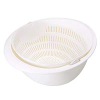 FILOL Kitchen Double Drain Sink Drain Basket Washing Draining Colander Basin for Fruits Vegetables Cleaning, Food-Grade Space Saving (White)