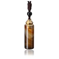 JOVIVI Natural Agate Cylinder Healing Crystal Stone Bottle Necklace Pendant Aroma Essential Oil Diffuser Perfume Necklace for Women