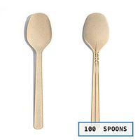 Eco-friendly Disposable Bamboo Cutlery, 100% Biodegradable and All-Natural for Party, BBQ, Picnic, Christmas, Thanksgiving(Spoon) (100)