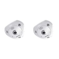 Hikvision 2 Pack 6MP Indoor Fisheye Panoramic 180/360 Degree Network Camera with 1.27mm Lens, Day/Night, IR, PoE/12VDC