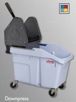UltraFlex Mop Bucket with Down Press Wringer on Wheels | Commercial Grade | Heavy Duty | Vileda Professional | 36-Quart Bucket | Grey