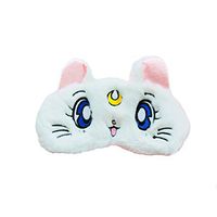 dressfan Cute 3D Fluffy Animal White Cat Eye Mask for Sleeping Breathable Eyeshade Soft Plush Cartoon Sleeping Mask with Cat Ears Kids Adult Women