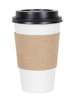 CucinaPrime White Paper Coffee Hot Cups with Black Travel Lids and Sleeves - 16 oz, 100 Count