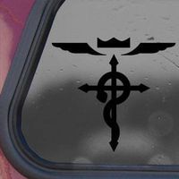 Full Metal Alchemist Cross - Vinyl - 4" tall (Color BLACK) decal laptop tablet skateboard car windows stickers