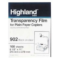 3M 902 Clear transparency film for copiers, with sensing stripe, 8 1/2 x 11, 100/Box Category: Transparency Film