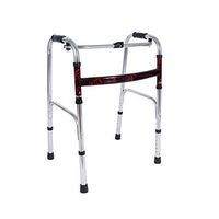 Foldable Elderly Walker, Red Flat Steel Walker Double Armrest Auxiliary Rehabilitation Equipment 53 × 45 × 74 (92) cm