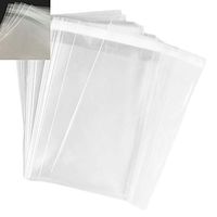 100 Bags - 8" x 10" Crystal Clear Protective Closure Bags with Self Adhesive Flap - Clear Resealable Cello / Cellophane Bags Good for Bakery, Candle, Soap, Cookie Poly Bags, in 2.1Mil